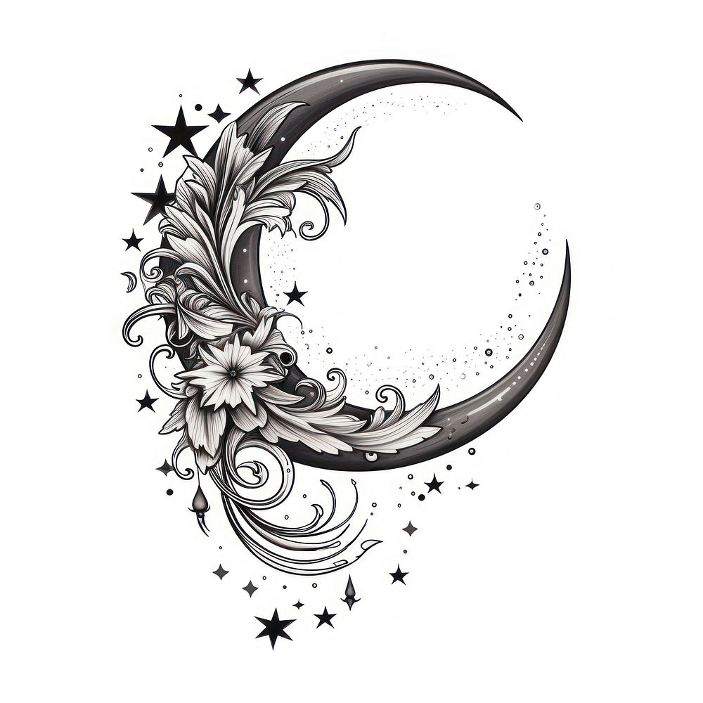 Crescent moon pattern tattoo creativity.