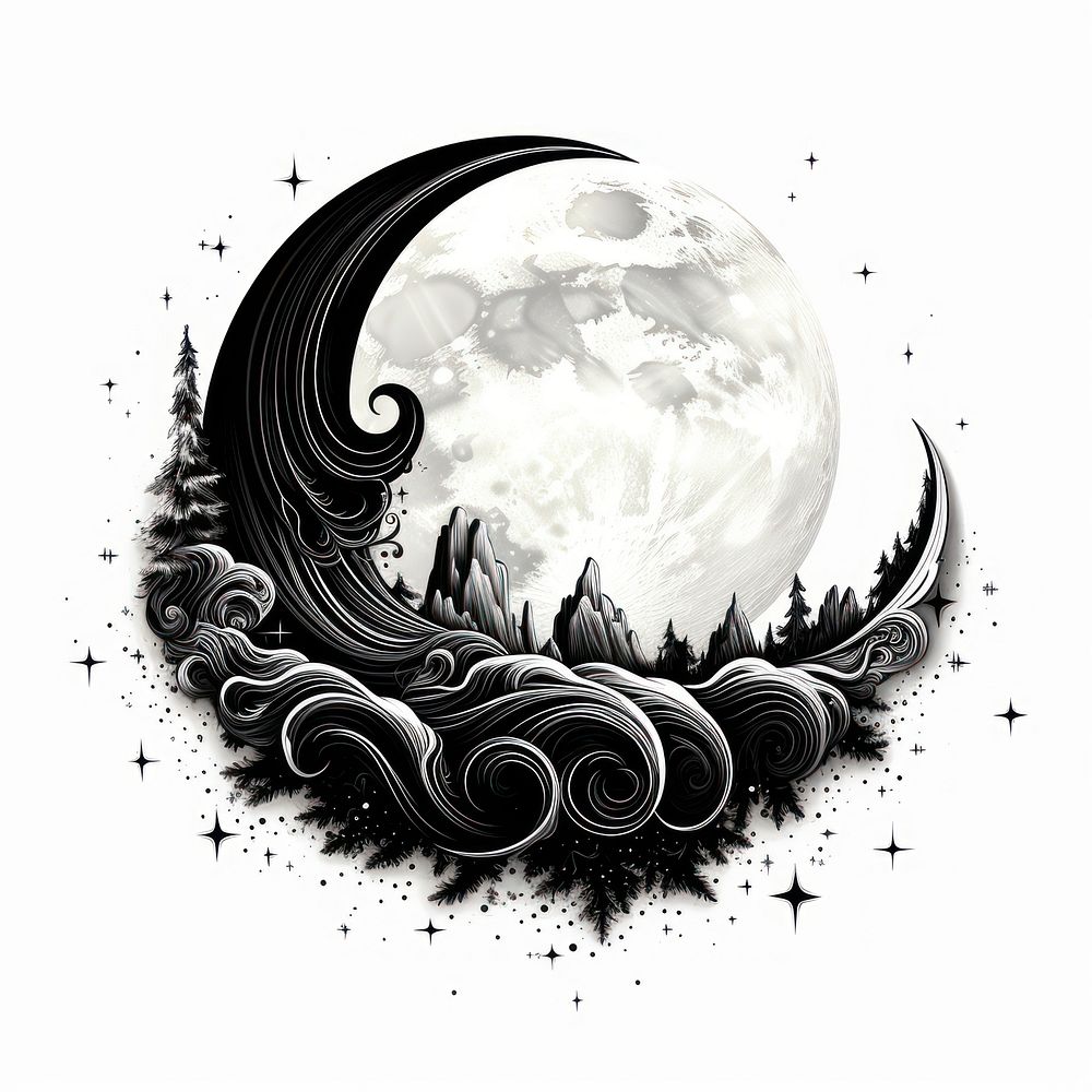 Eclipsed moon nature night logo.