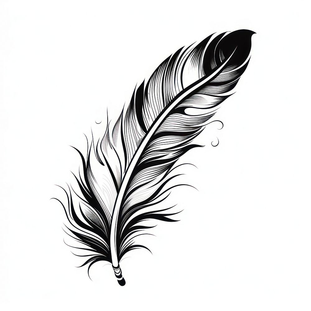 Feather drawing sketch black.