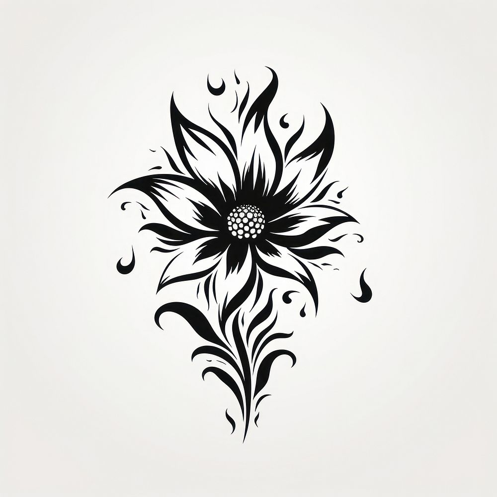 Fiery flower pattern white black.