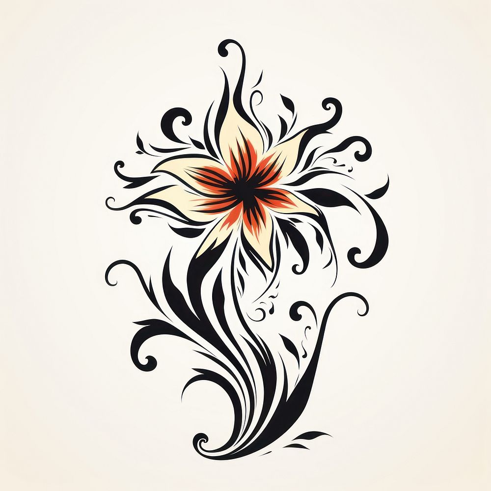 Fiery flower pattern logo calligraphy.