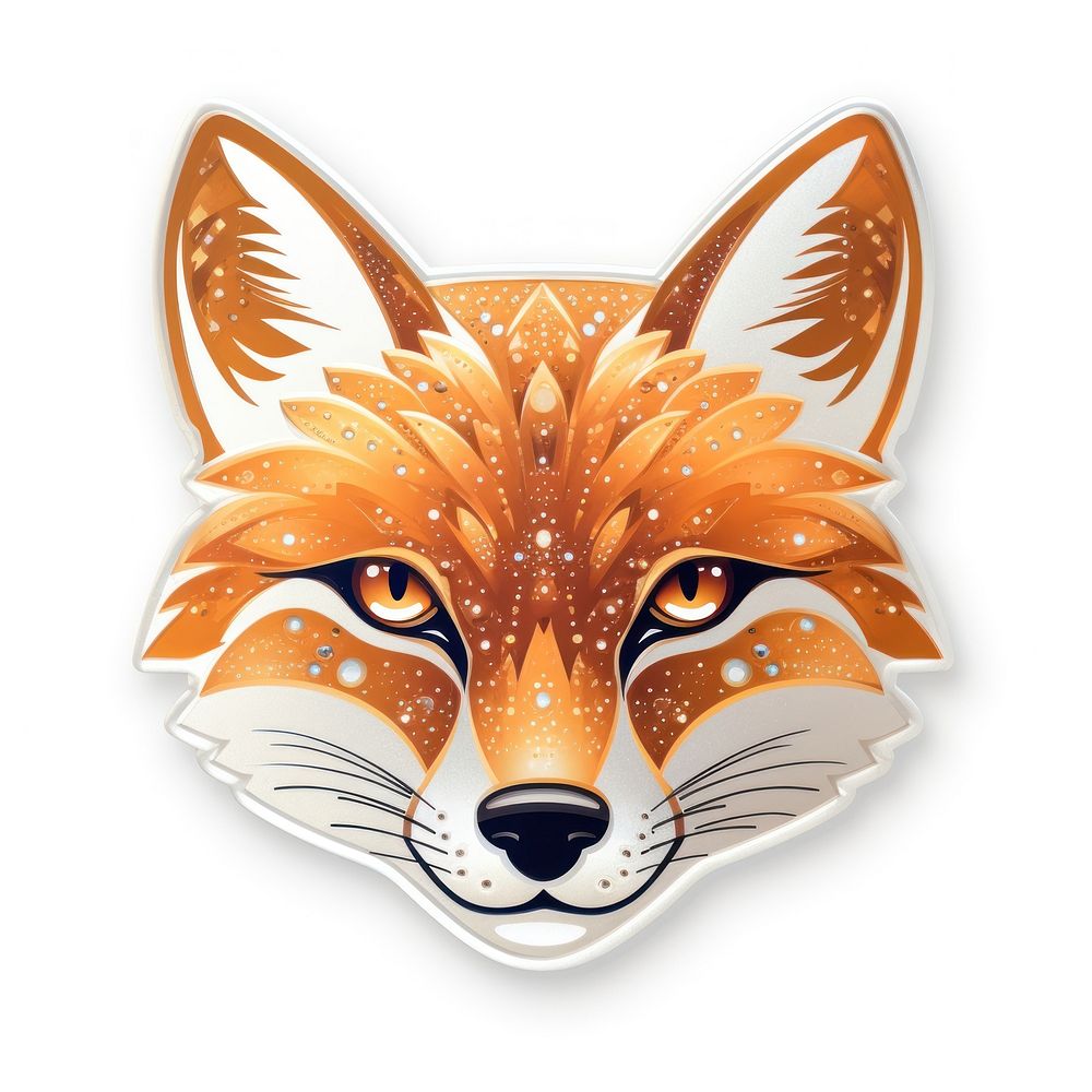 Fox glitter sticker badge wildlife animal mammal.