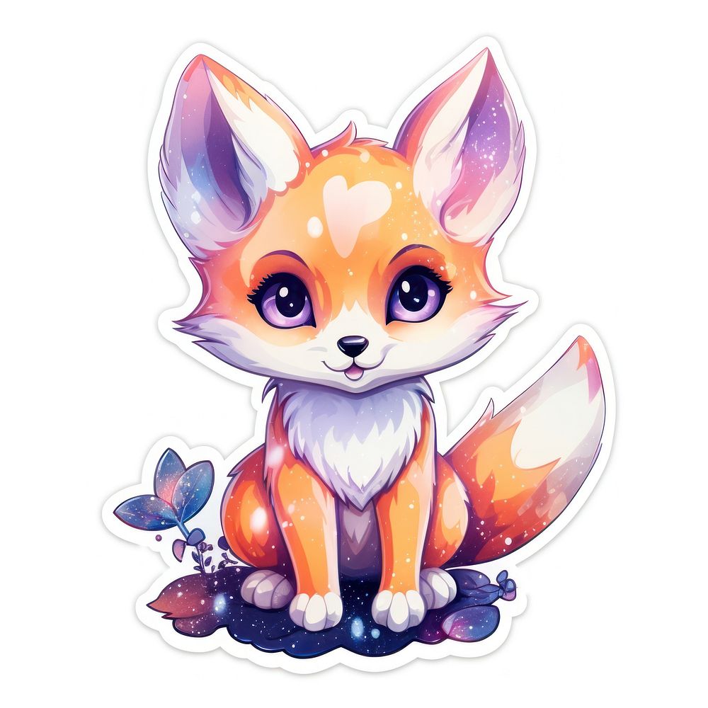 Fox glitter sticker animal mammal representation.