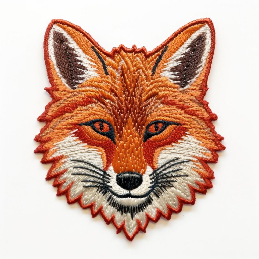 Fox embroidery badge animal mammal white background.