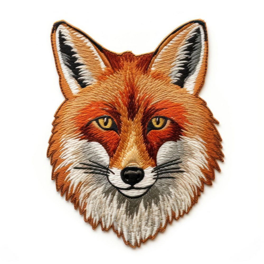 Fox embroidery badge animal mammal white background.