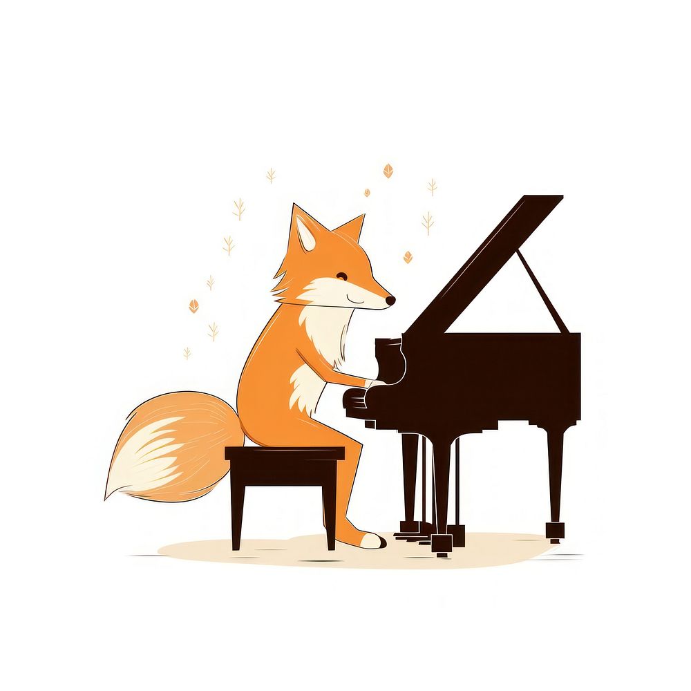Fox playing piano vector illustration musician pianist harpsichord.