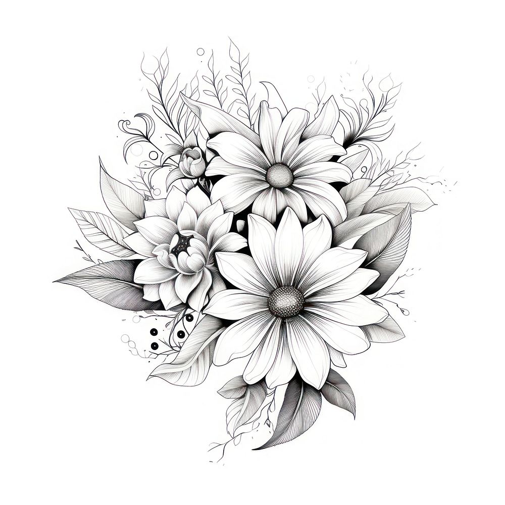 Flowers pattern drawing sketch.