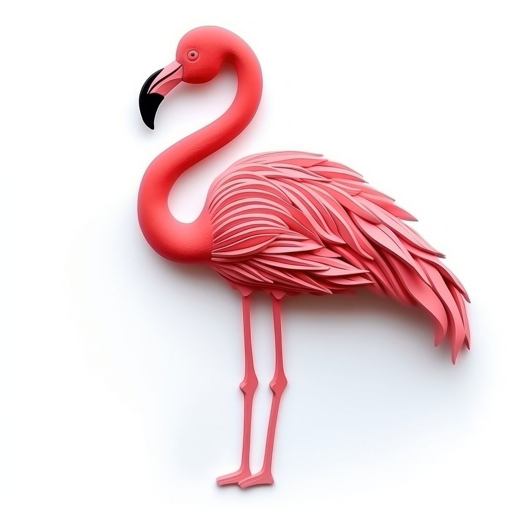 Flamingo plasticine animal bird white background.