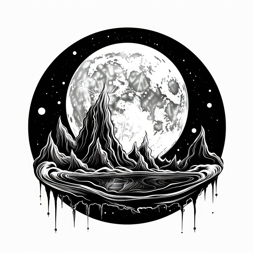 Full moon drawing sketch illustrated. | Free Photo Illustration - rawpixel