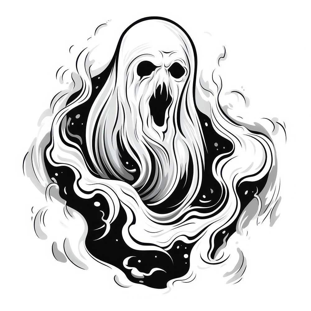 Ghost drawing sketch white.