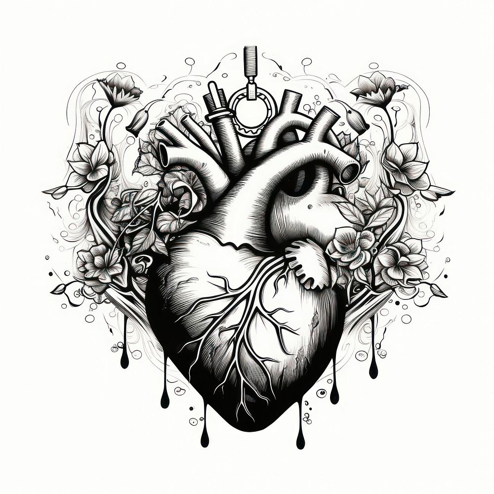 Heart drawing sketch tattoo.