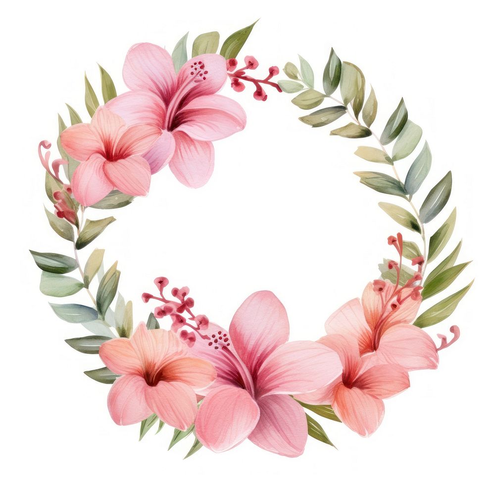 Tropical flower wreath plant white background inflorescence.