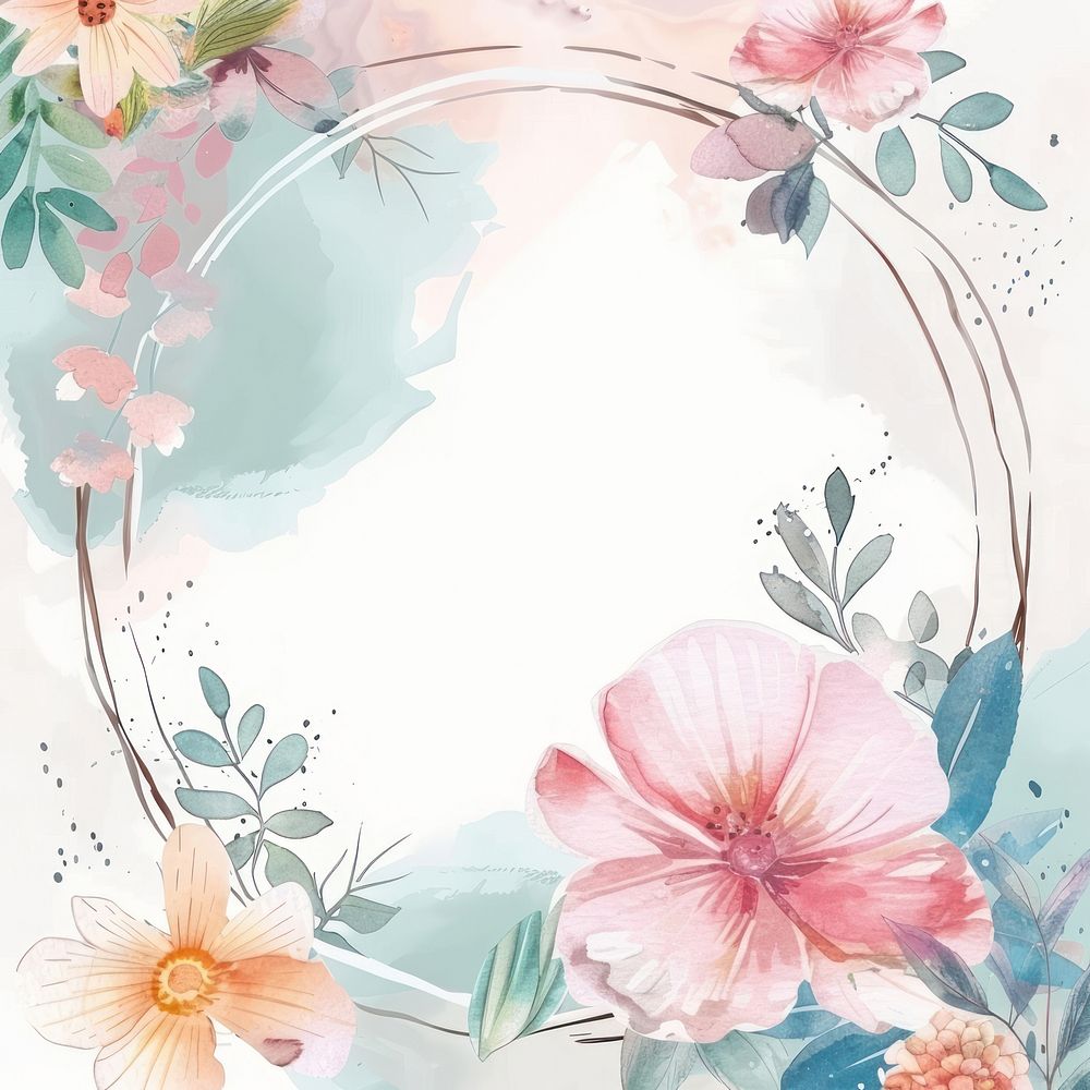 Wedding flowers border watercolor backgrounds pattern circle.