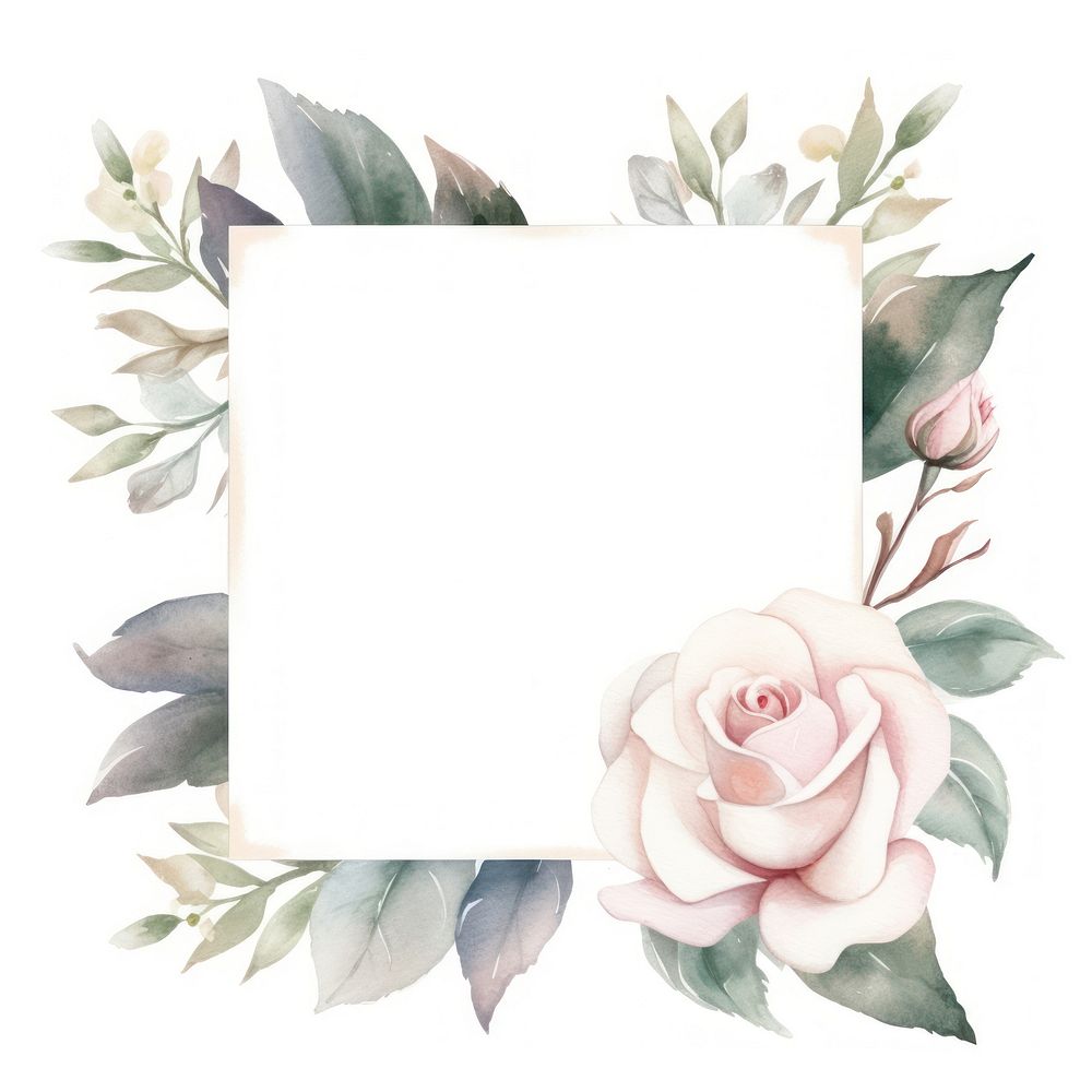 White rose frame pattern flower plant.