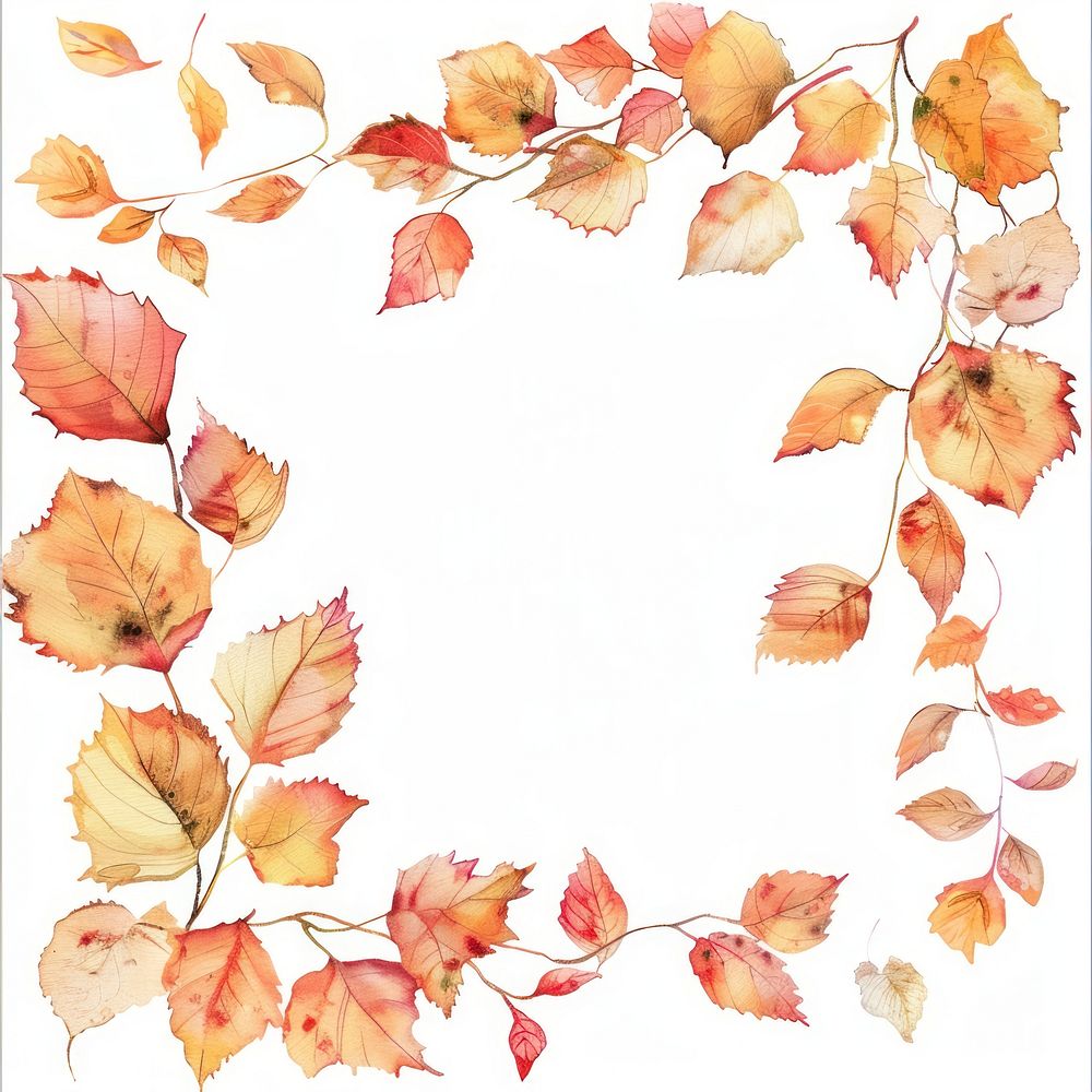 Autumn leaves border watercolor backgrounds pattern plant.