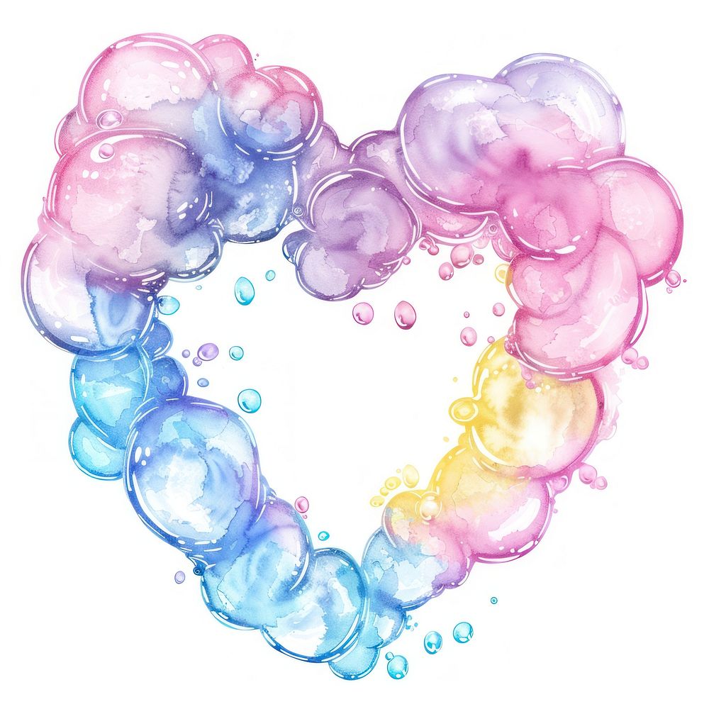 Bubble gums border watercolor backgrounds purple heart.