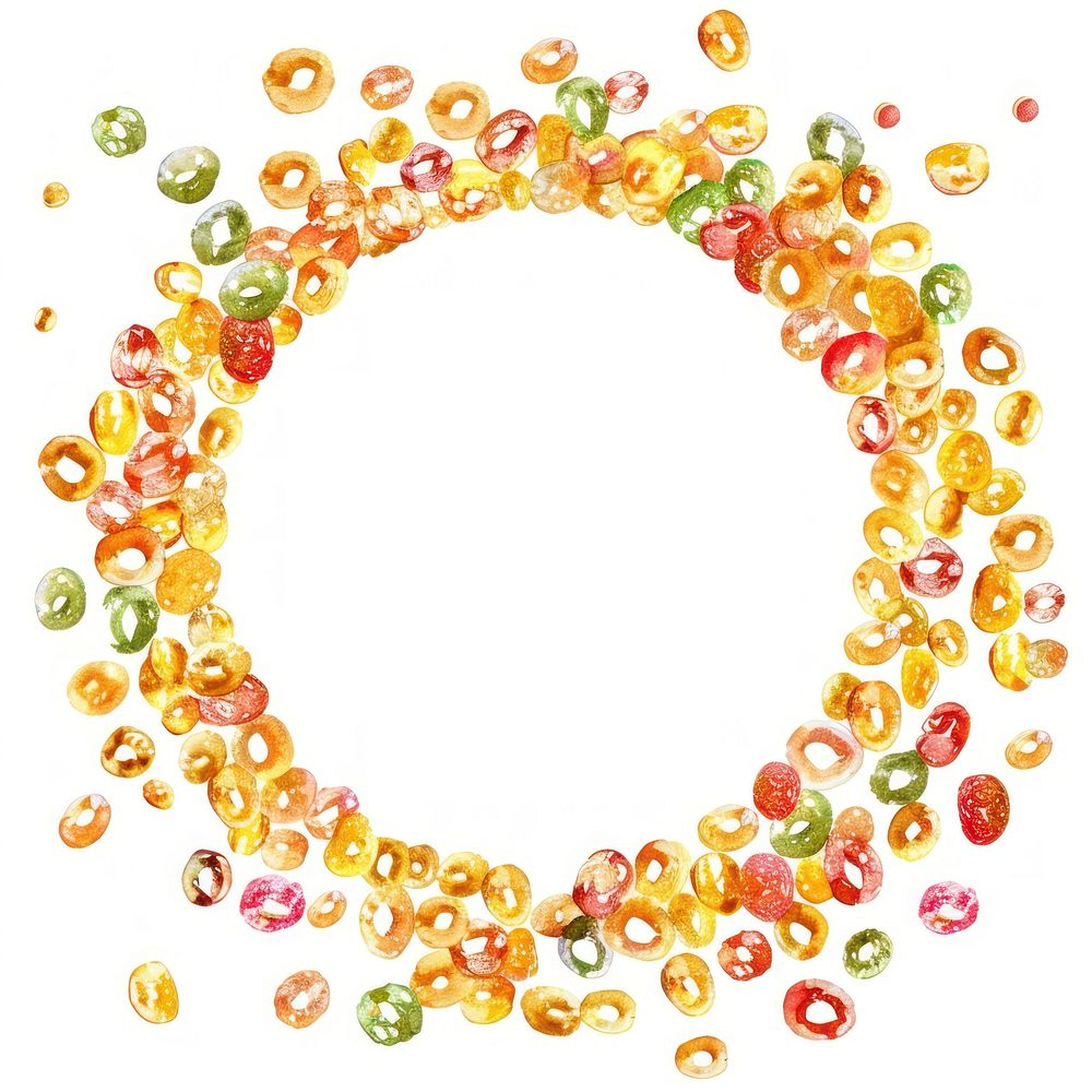 Cereal border watercolor jewelry circle food.