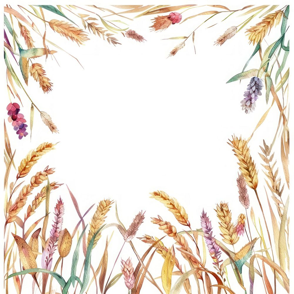 Cereal border watercolor backgrounds plant wheat.