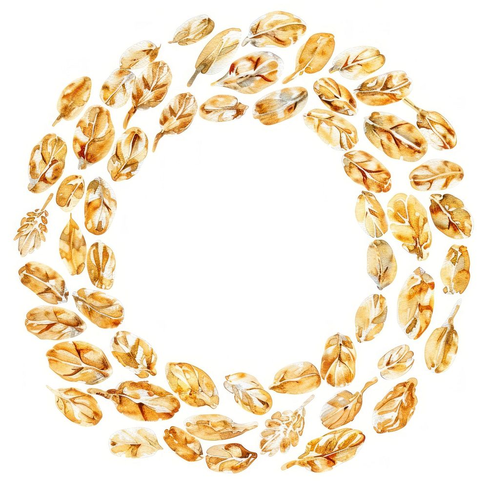 Cereal border watercolor jewelry gold white background.