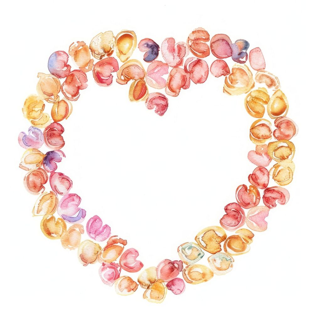 Cereal border watercolor jewelry heart white background.