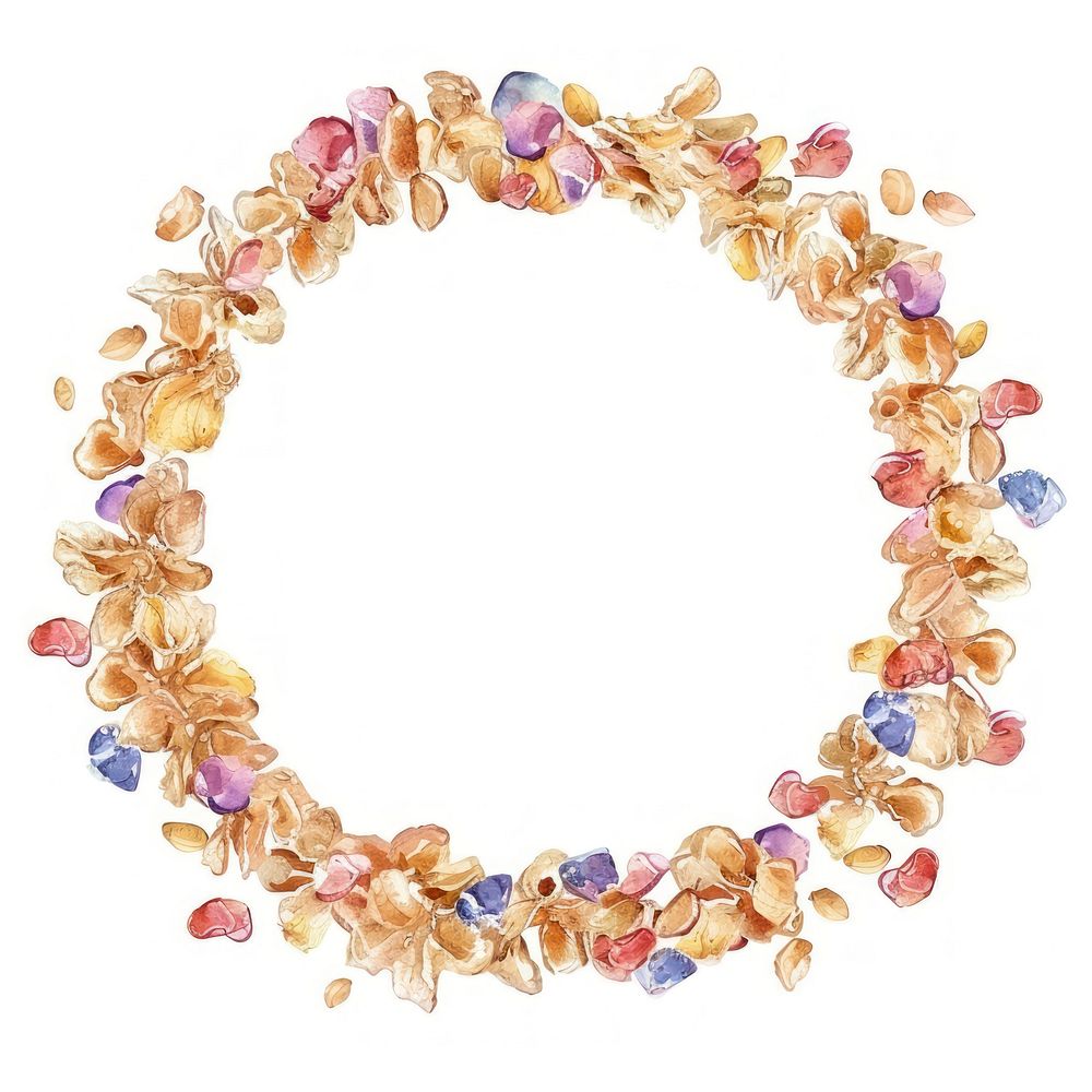Cereal border watercolor jewelry wreath circle.