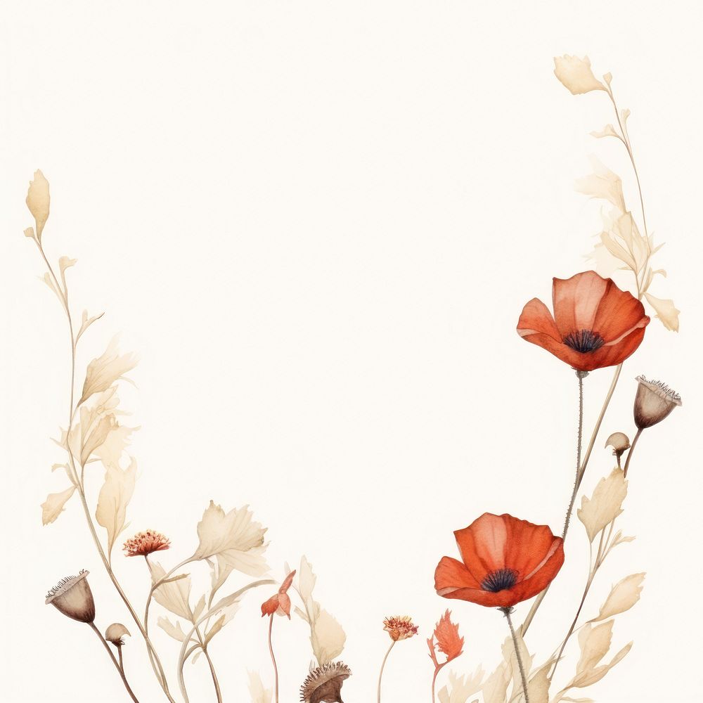 Dried poppy flowers frame backgrounds pattern plant.