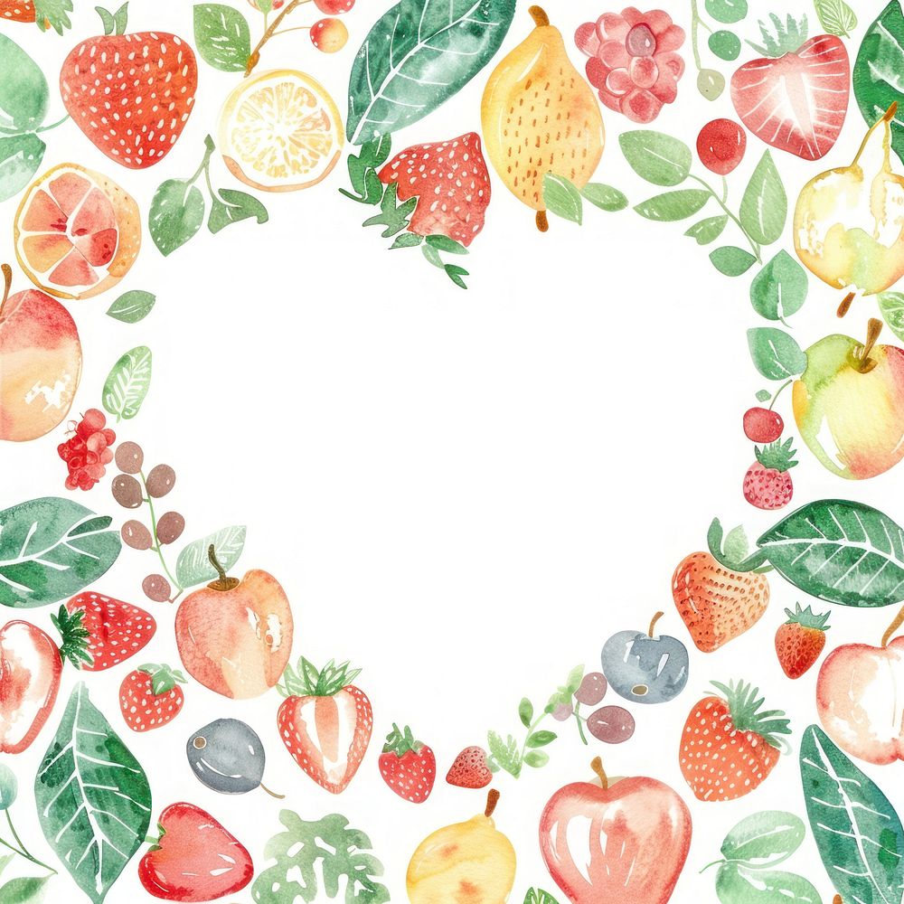 Fruits salad border watercolor backgrounds strawberry pattern.