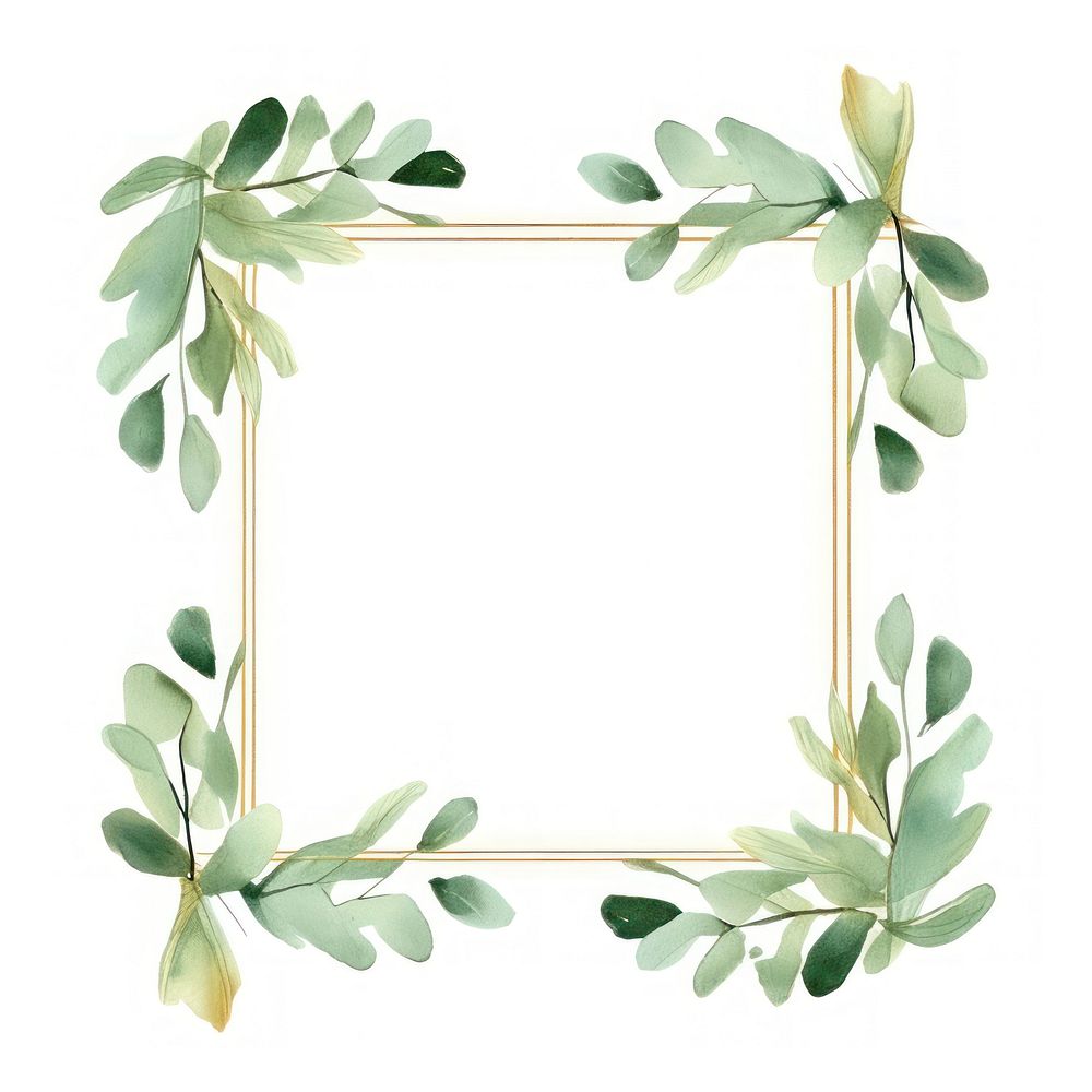 PNG Gold mint botanical frame plant leaf white background.