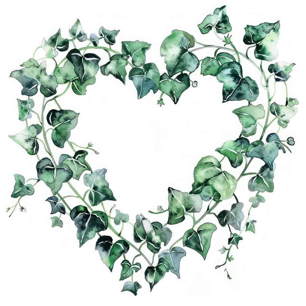 Ivy border watercolor backgrounds plant heart.