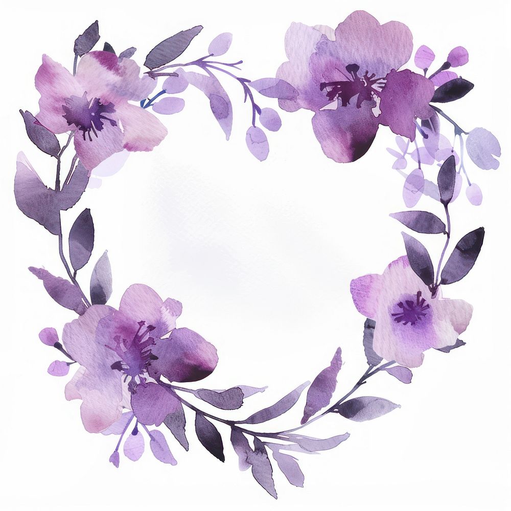 Lilac border watercolor blossom pattern flower.