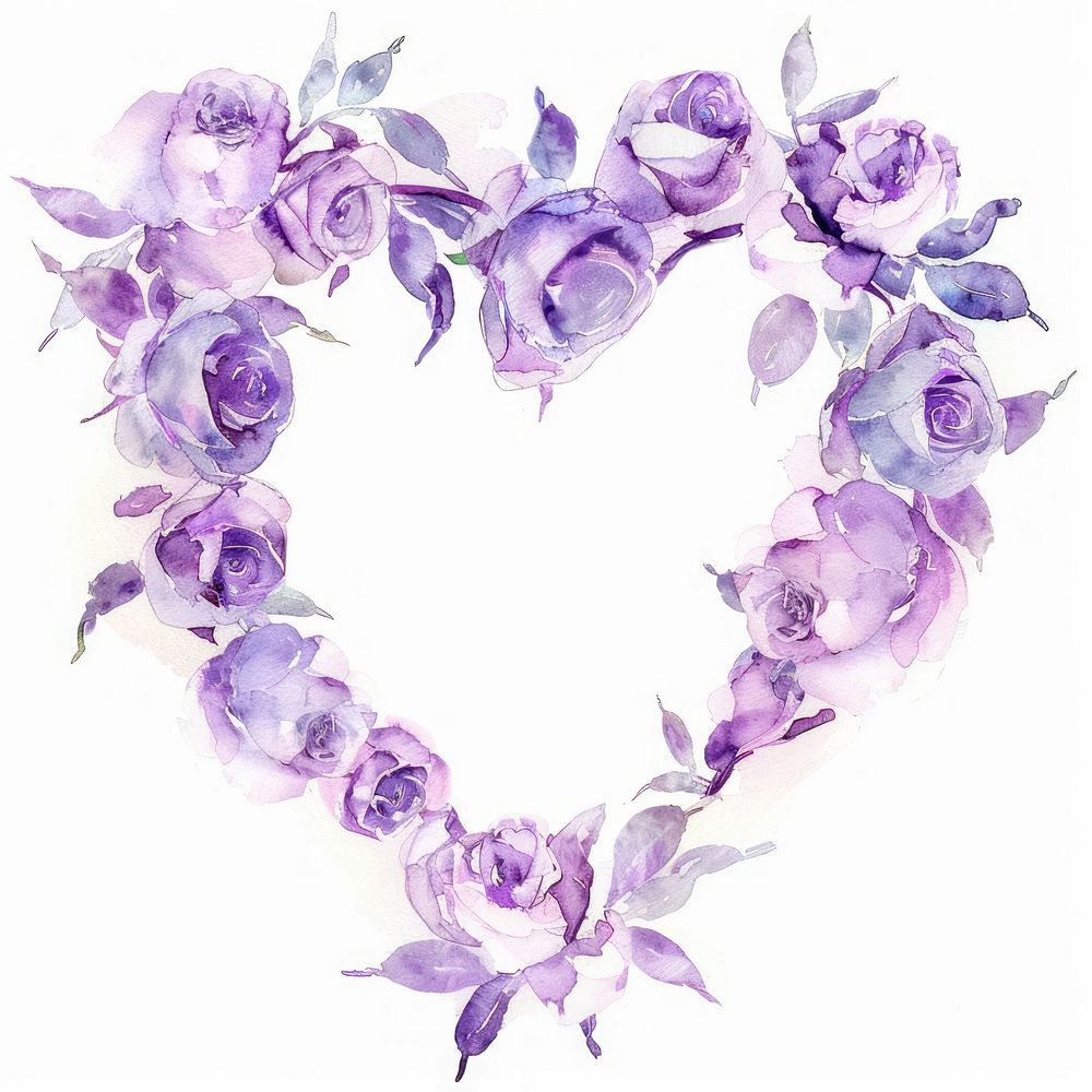 Lilac rose border watercolor pattern flower purple.