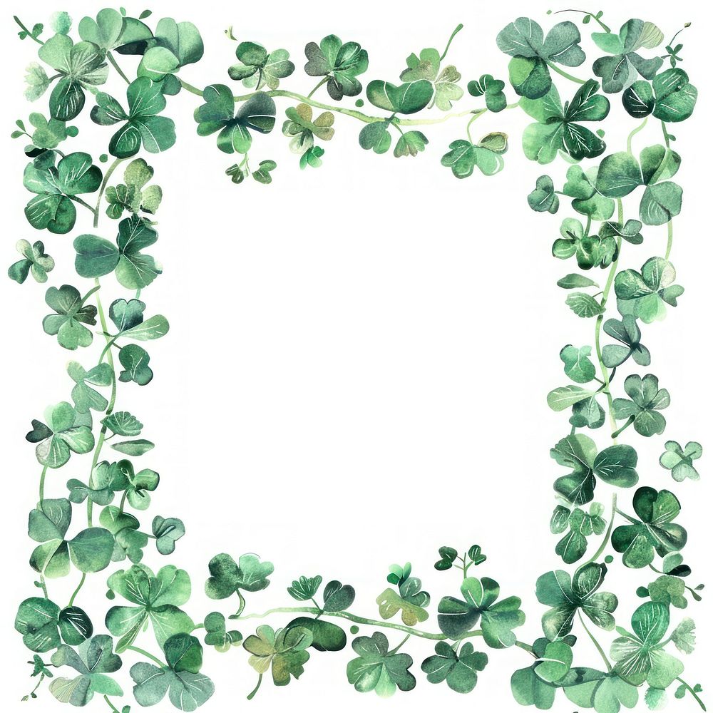 Lucky clover border watercolor backgrounds plant leaf.