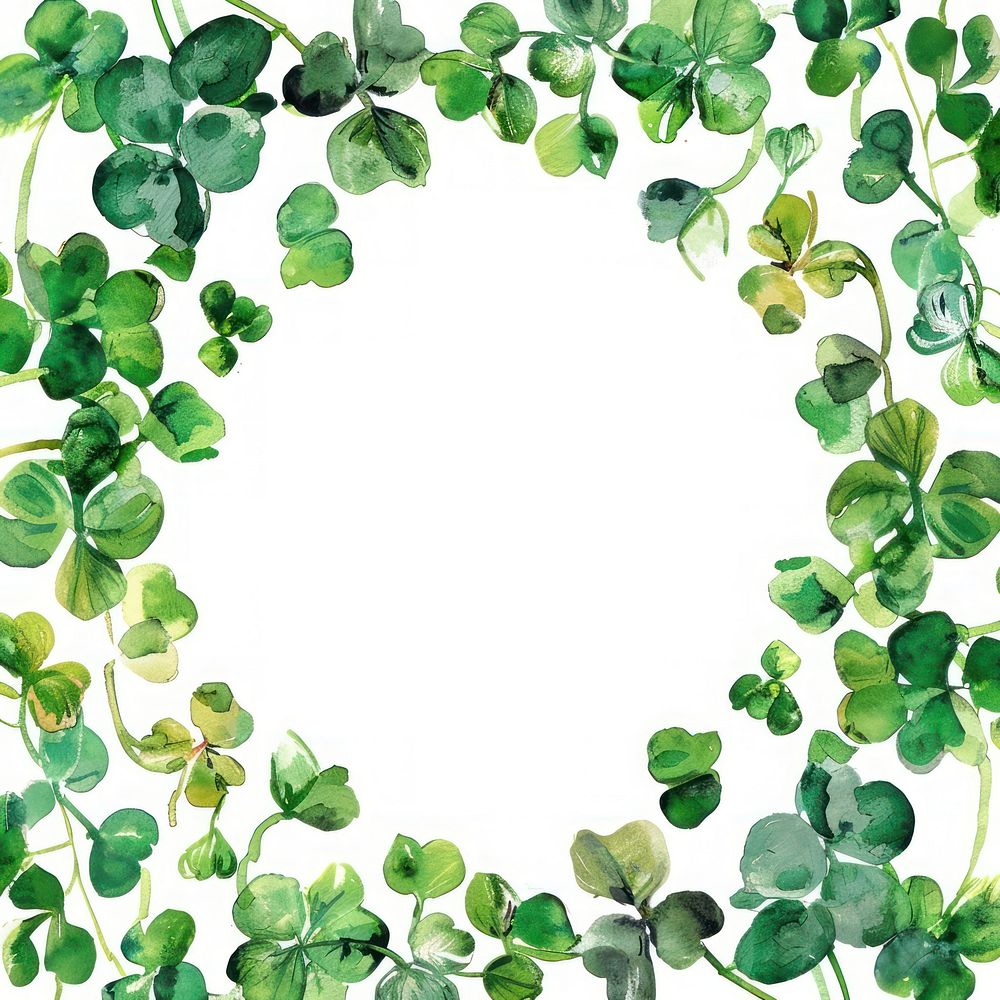 Lucky clover border watercolor backgrounds plant green.
