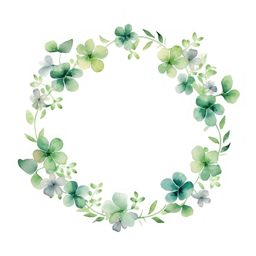 Lucky clover wreath pattern plant white background.
