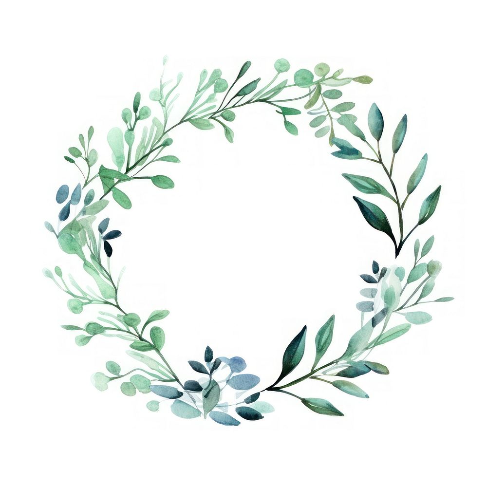 PNG Mint branches wreath pattern plant leaf.
