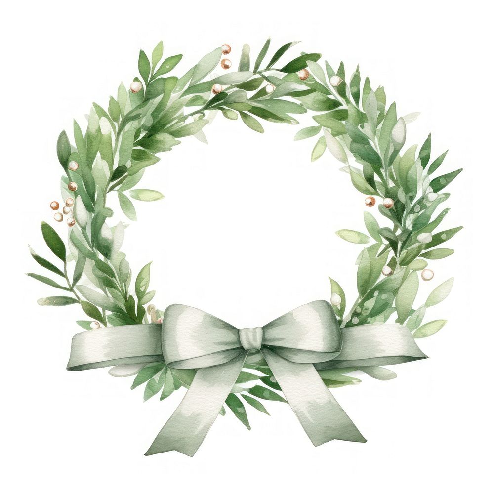Mistletoe ribbon wreath plant white background celebration.