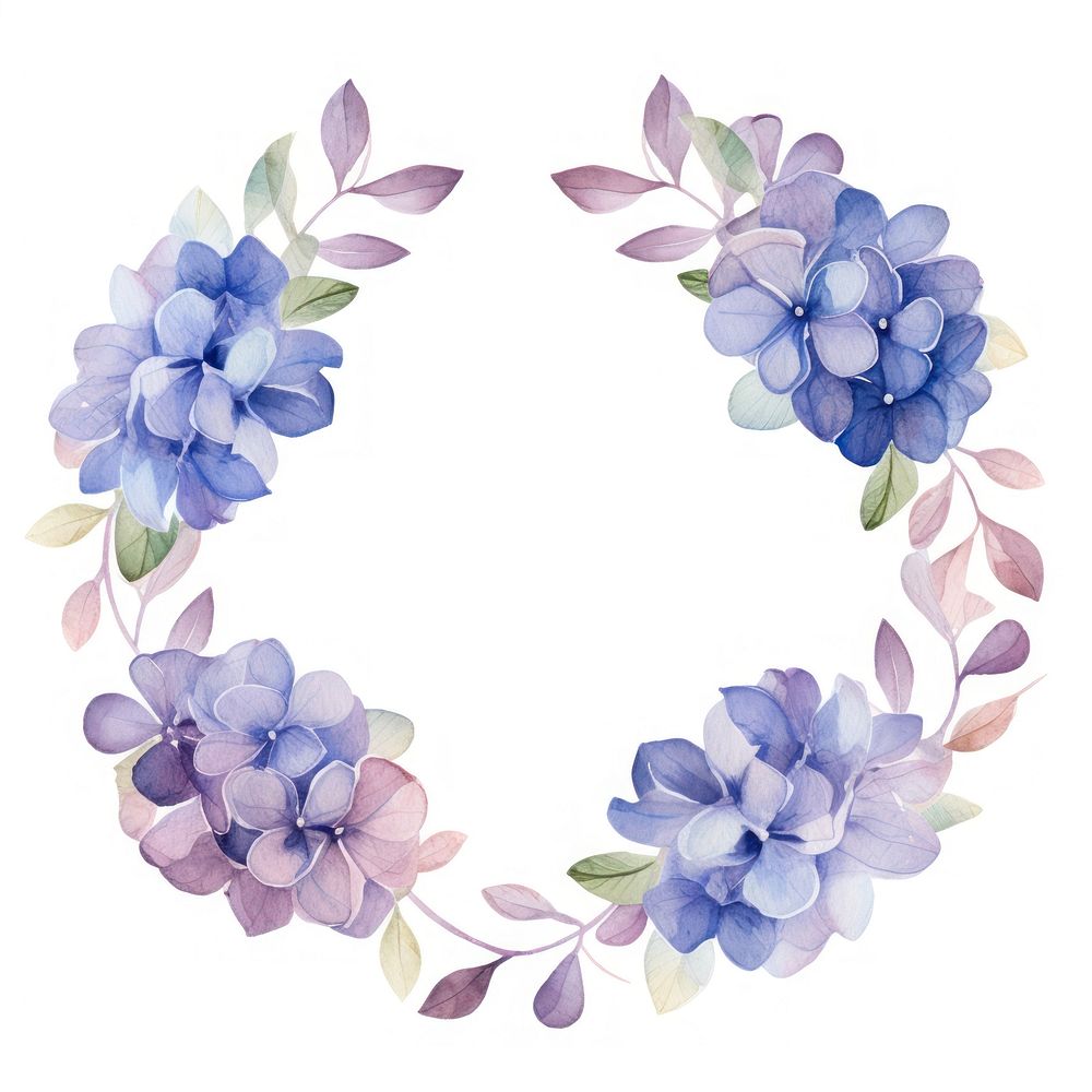 Hydrangea wreath frame pattern flower purple.