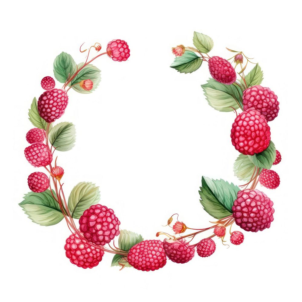 Raspberry wreath frame fruit plant food.