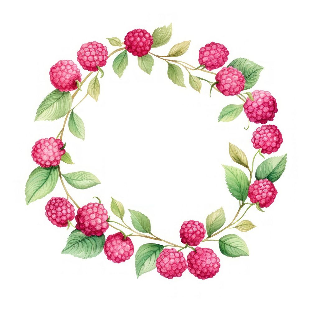 Raspberry wreath frame fruit plant food.