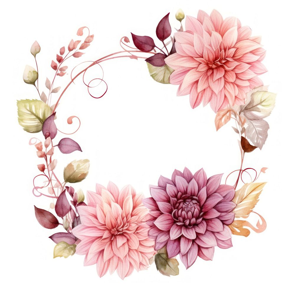 Rose and dahlia wreath pattern flower plant.