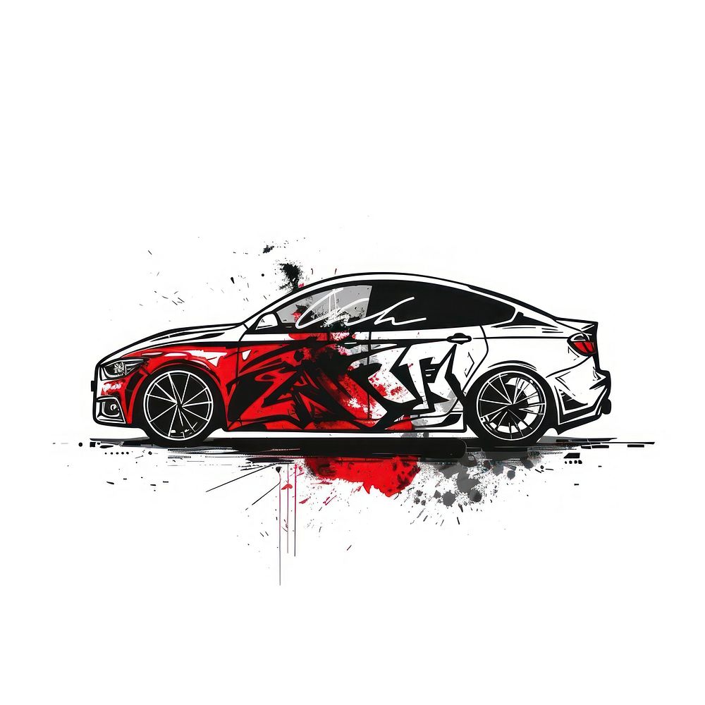 Graffiti car vehicle drawing sketch.