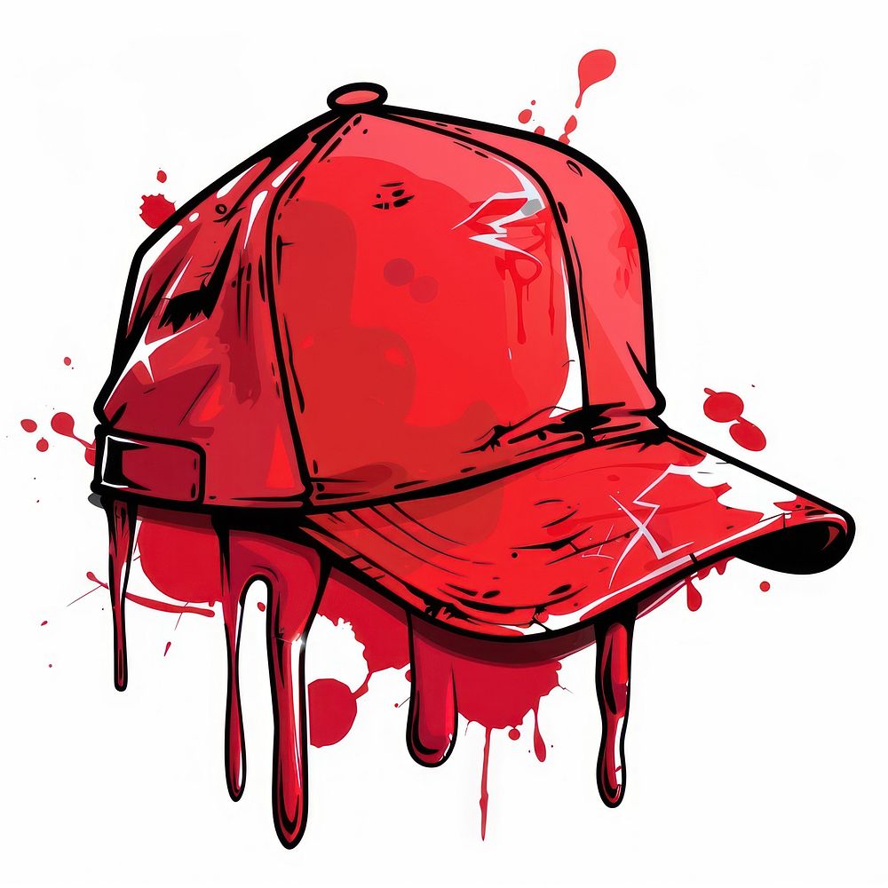 Graffiti hat paint red splattered.