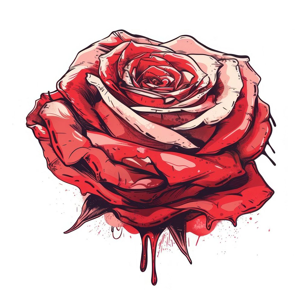 Graffiti rose flower petal red.