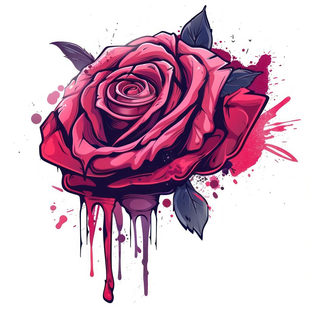 Graffiti rose pattern flower red.