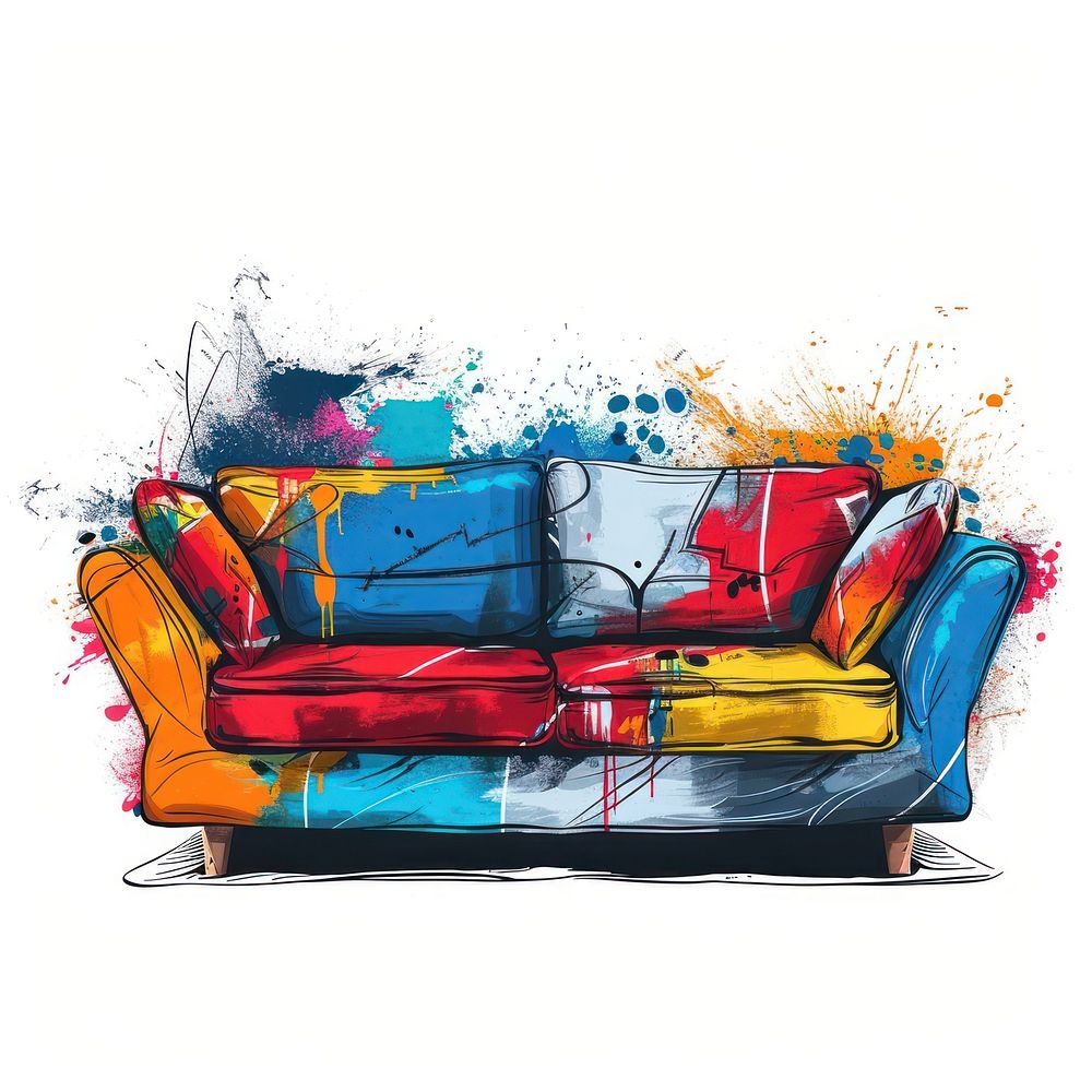 Graffiti sofa furniture painting art. | Premium Photo Illustration ...