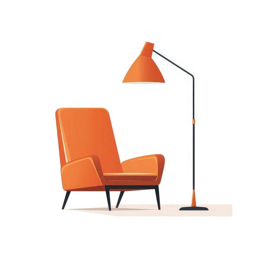 Lamp flat vector illustration furniture armchair white background.