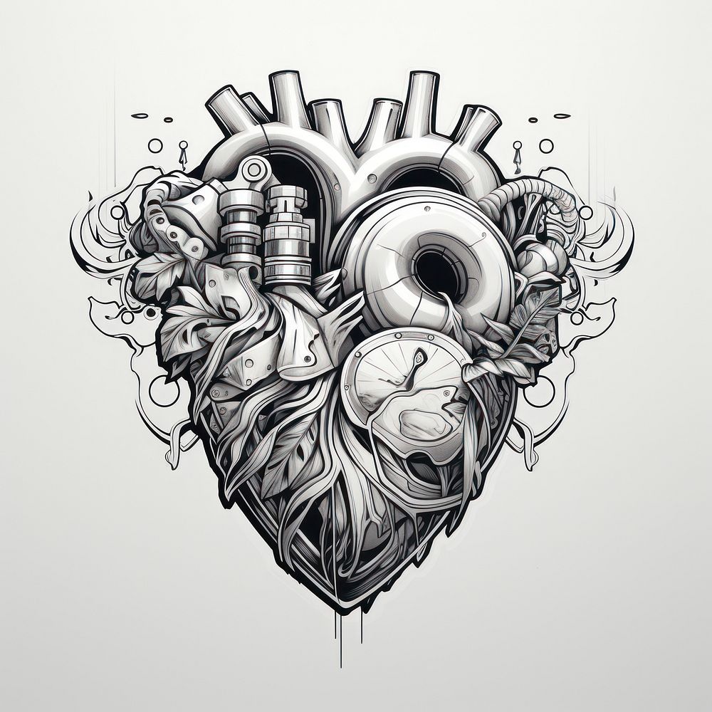 Metal heart drawing sketch architecture.