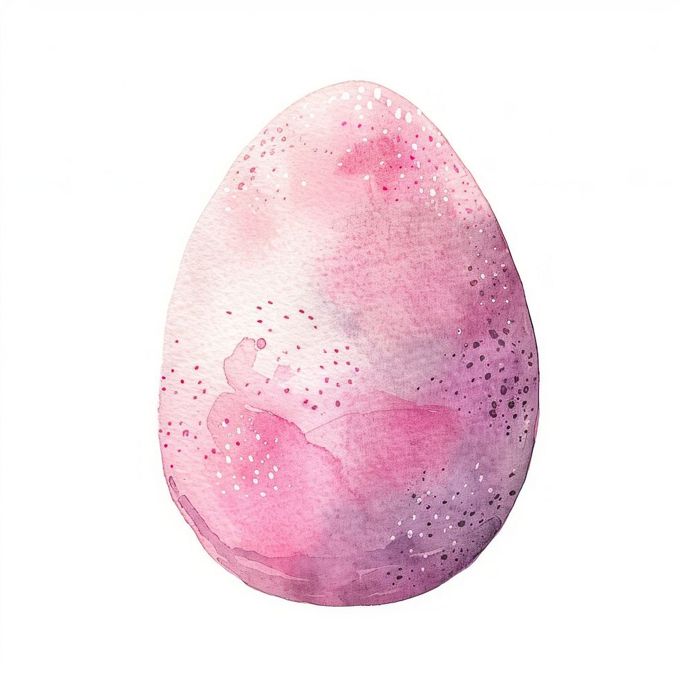 Cute Easter egg watercolor easter pink white background.