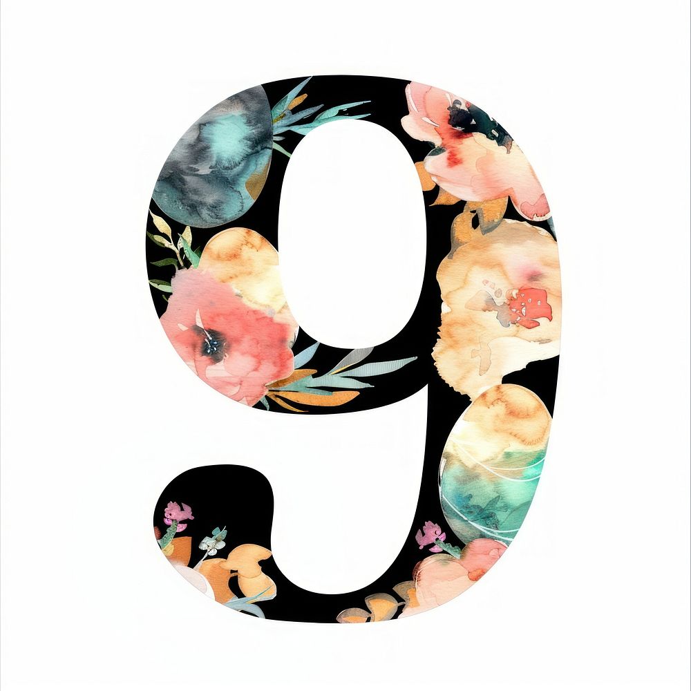 Number flower font text.