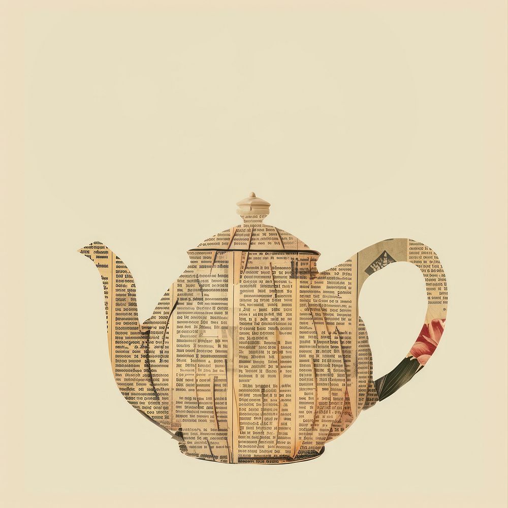 Ephemera paper tea kettle teapot art refreshment.